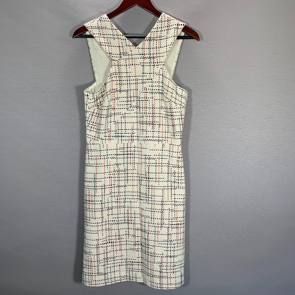 Banana Republic Cream Tweed Midi Dress with Black & Red Check